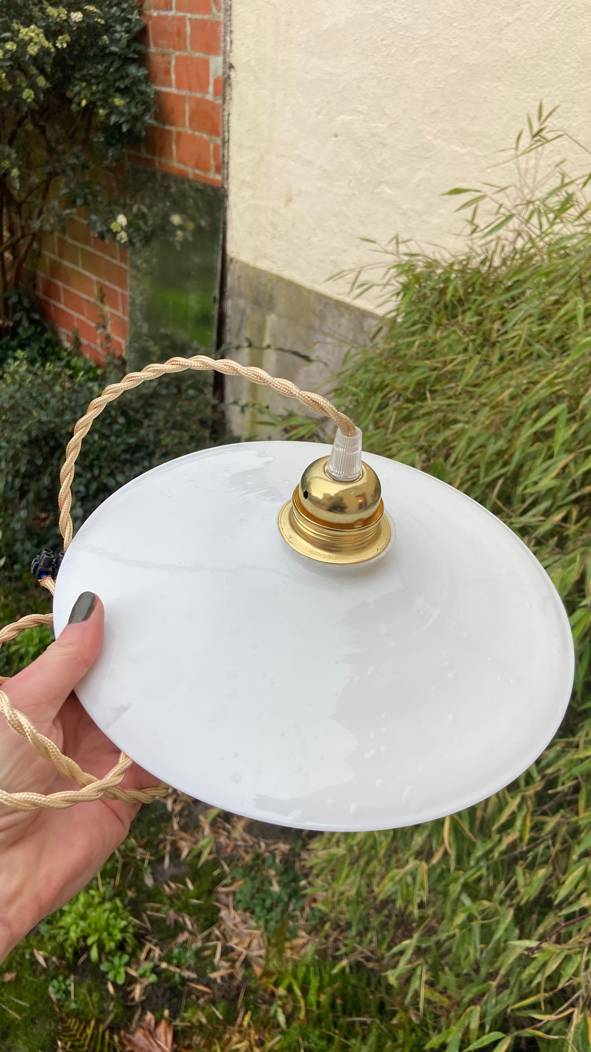 Vintage white opaline pendant light