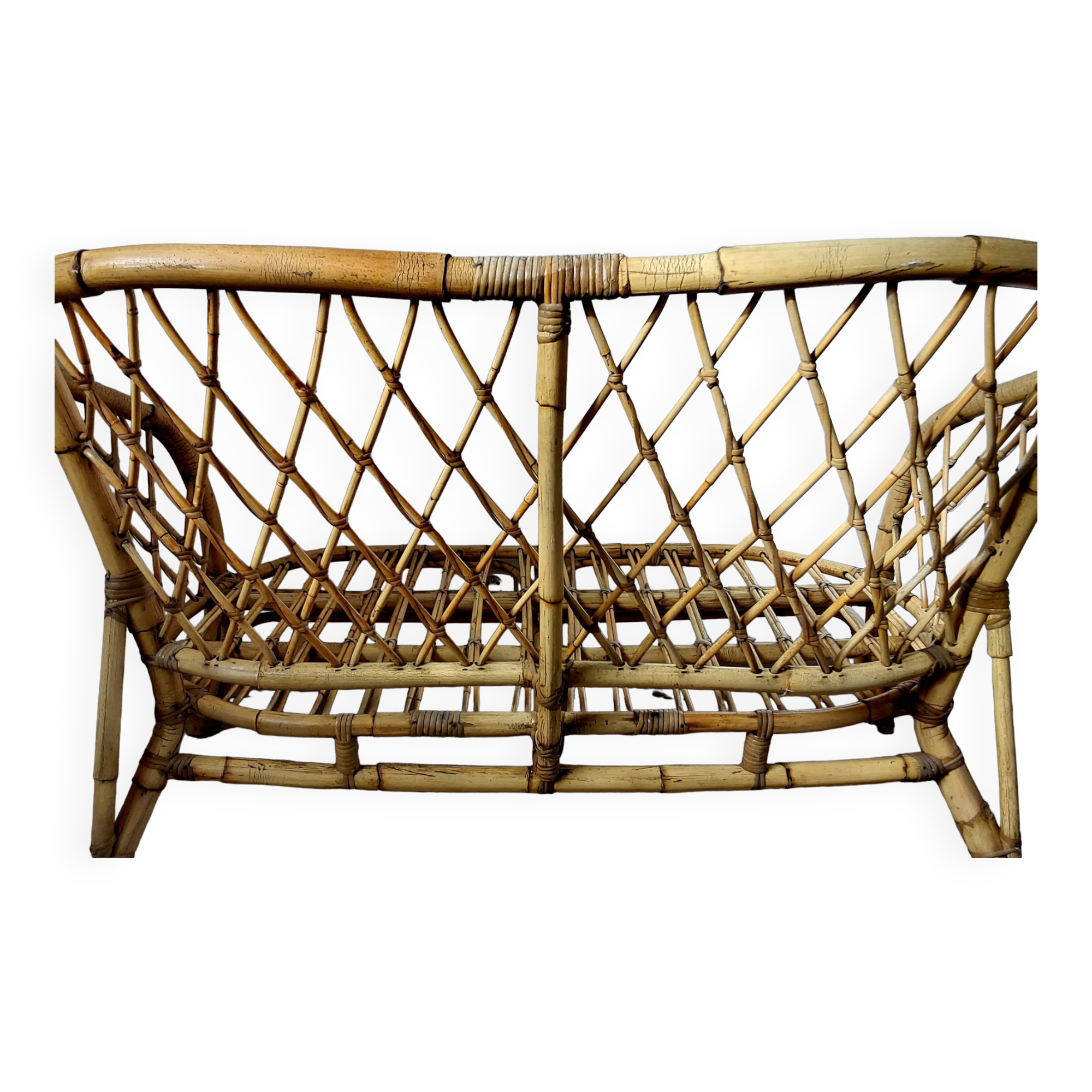 Banquette en rotin vintage