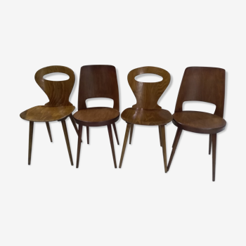 Suite 4 chaises bistrot Baumann mondor et fourmi 1960