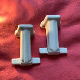 Set of 2 hooks in white porcelain Art Deco 30/40