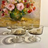 Set of 4 Luminarc smoked glass bowls, 1970s
