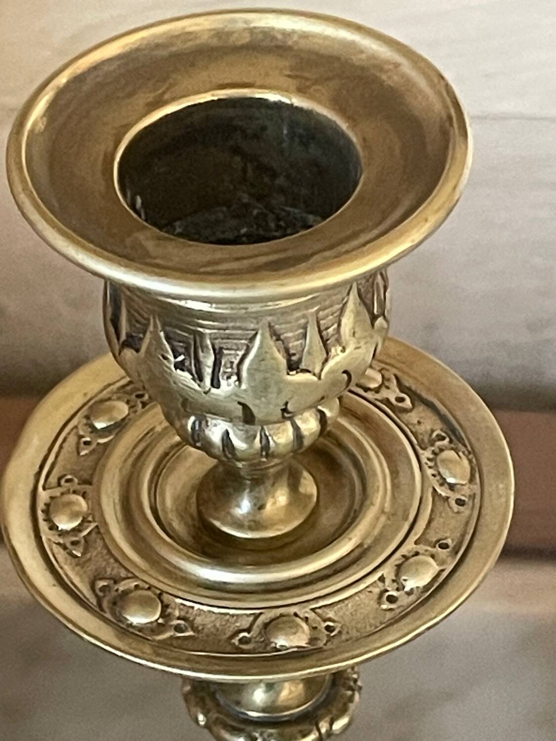 Pair of marble and brass candlesticks circa 1860