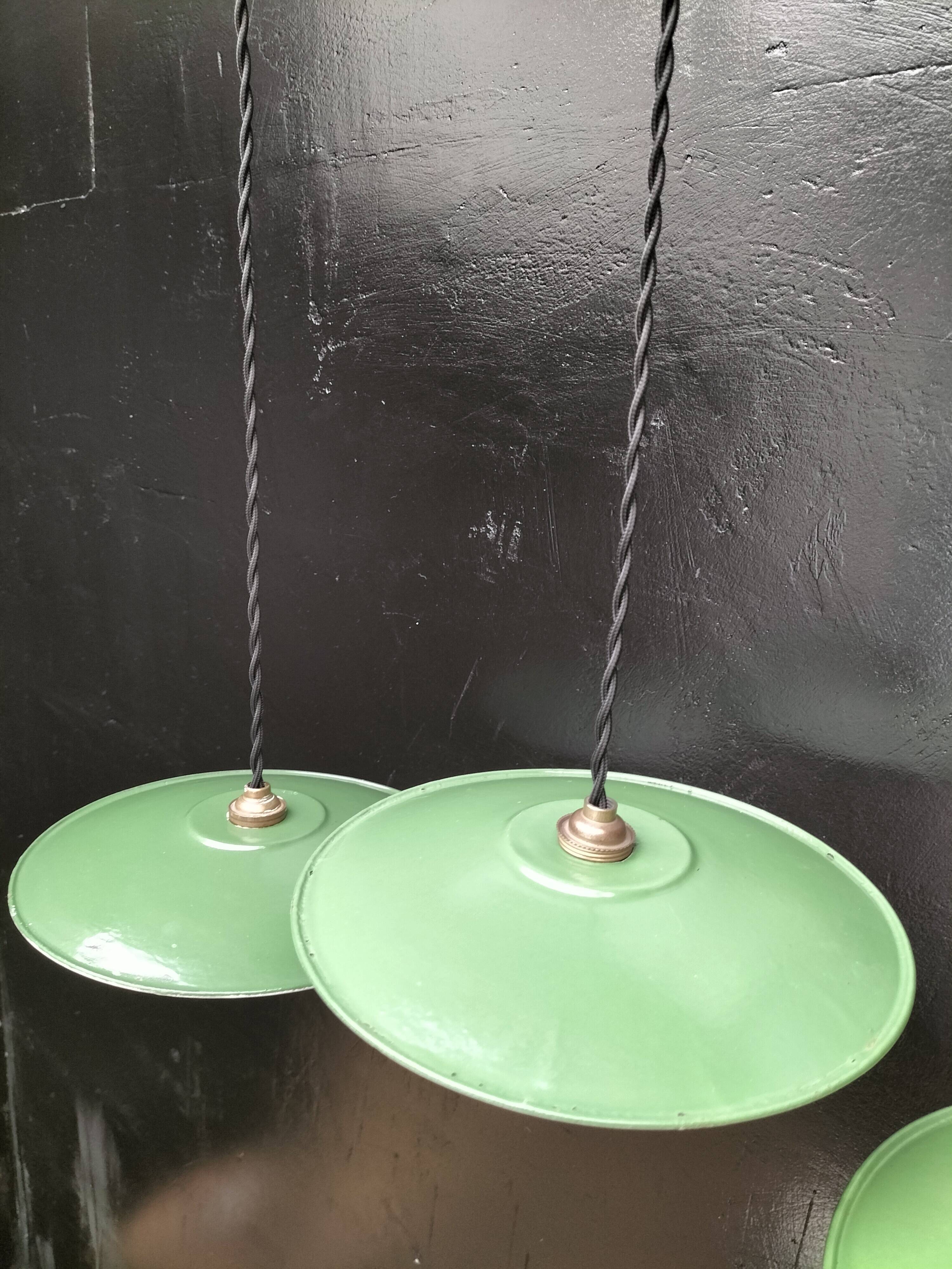 Enameled sheet metal pendant lights