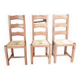 3 solid oak Paillé chairs