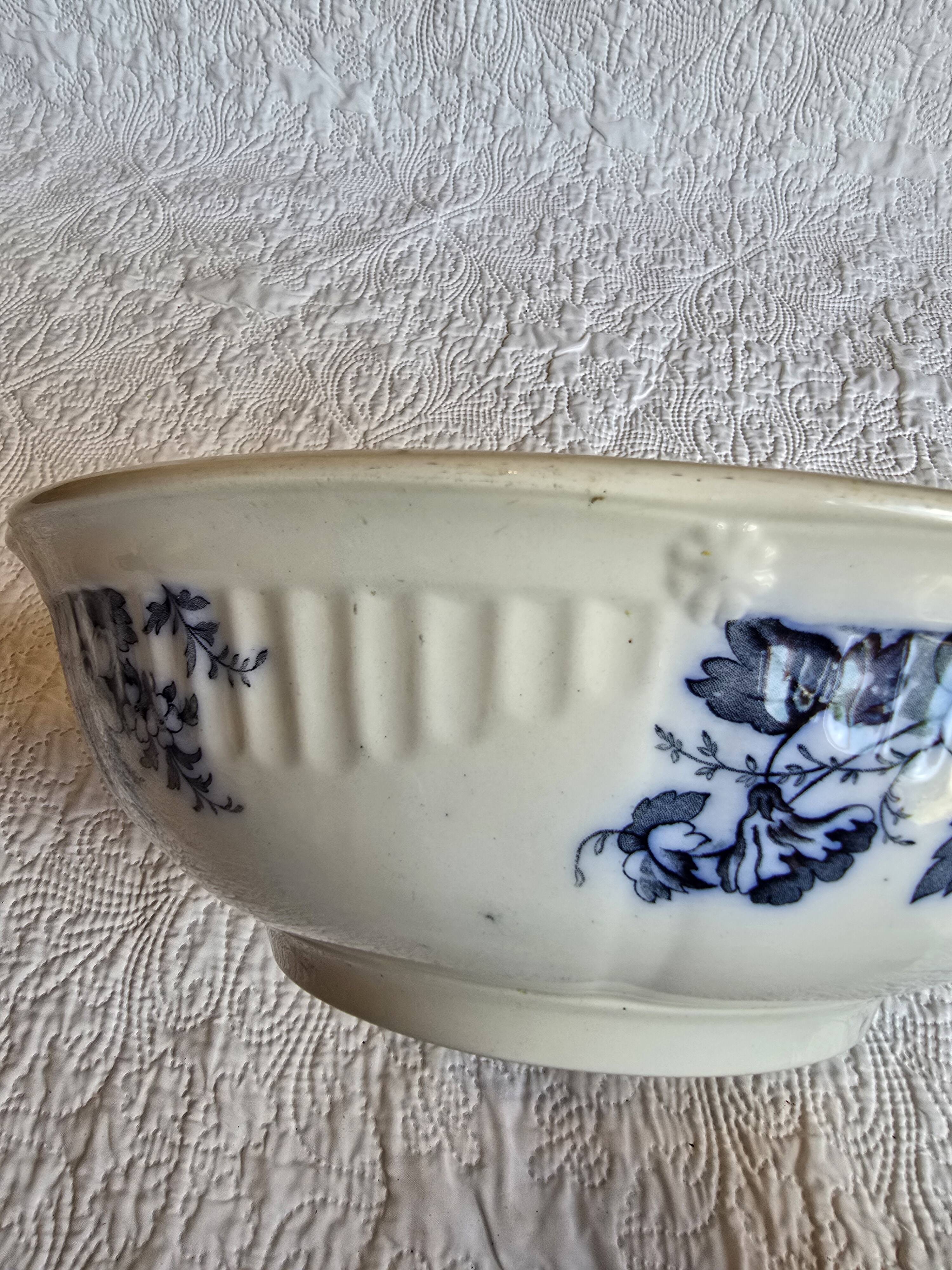 Large antique English basin A.B & Co May pattern – flow blue floral
