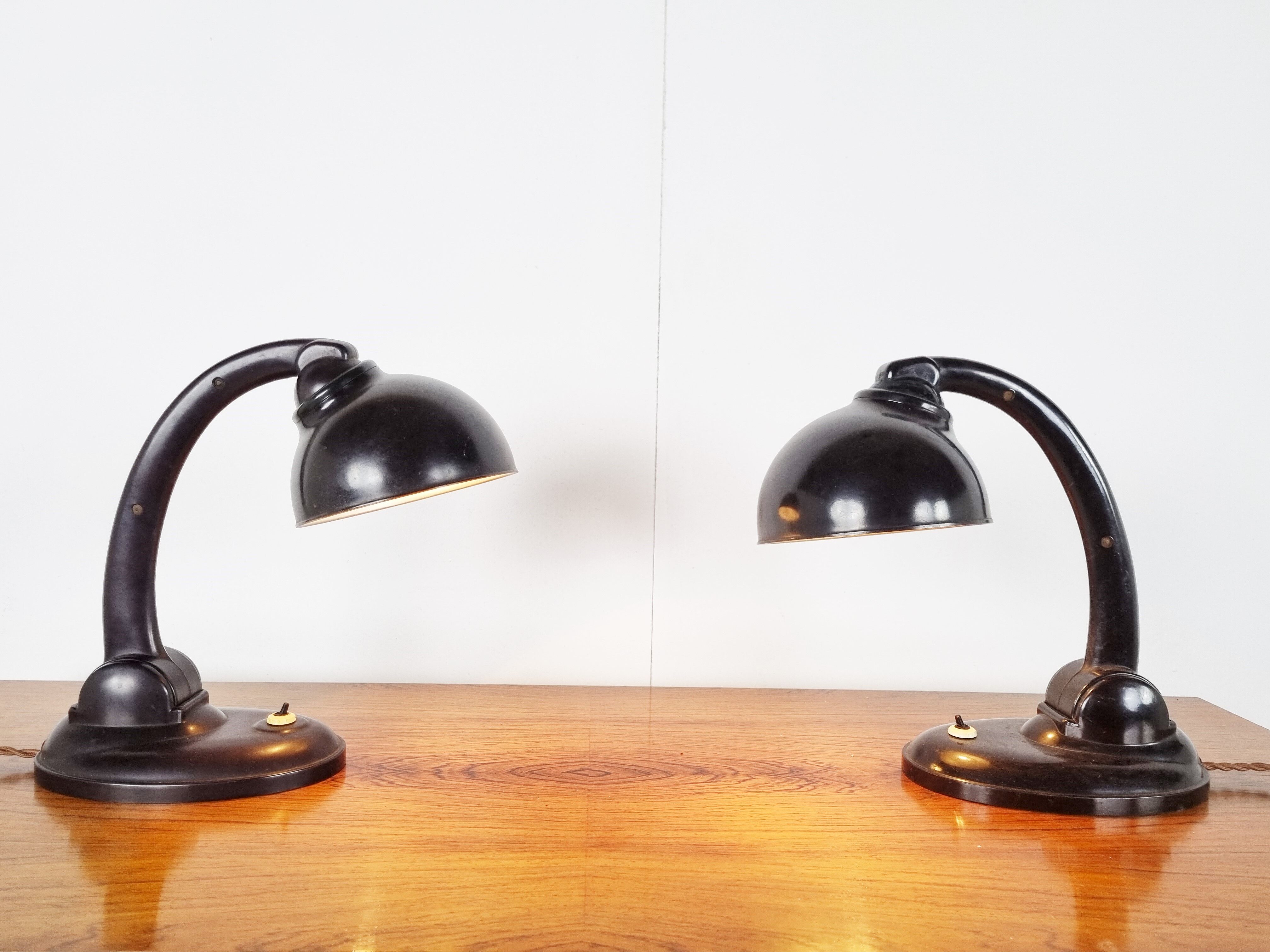 Pair of bakelite 11126 Table Lamps by Eric Kirkman Cole, 1930s