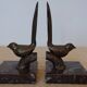 Art Deco bookends signed Jamar – birds in spelter on marble