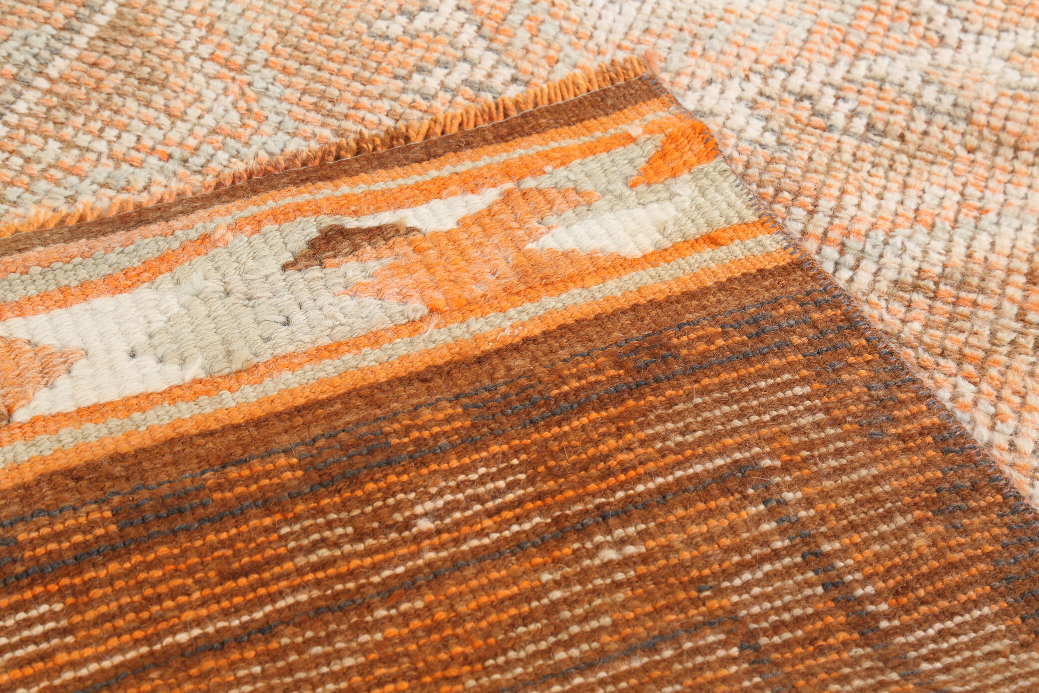 Pale orange herki runner rug 74x392cm