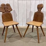 Pair of Alsatian oak chairs from the early 20th century
