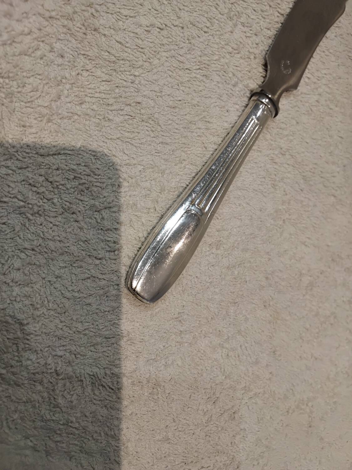 Butter knife with silver metal handle, goldsmith SFAM art deco style