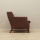 Fauteuil en cuir marron, design danois, années 1960, production: Danemark