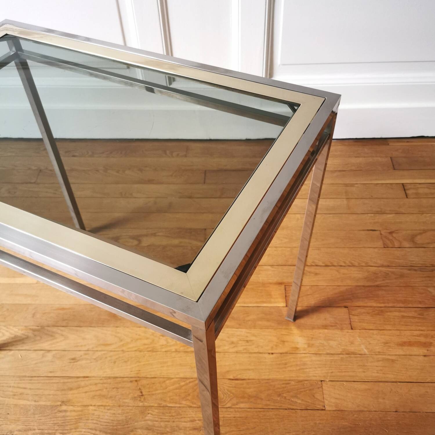 Chrome brass side table, 1970.