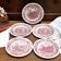 5 assiettes à dessert rouges et blanches en grès de W H Grindley