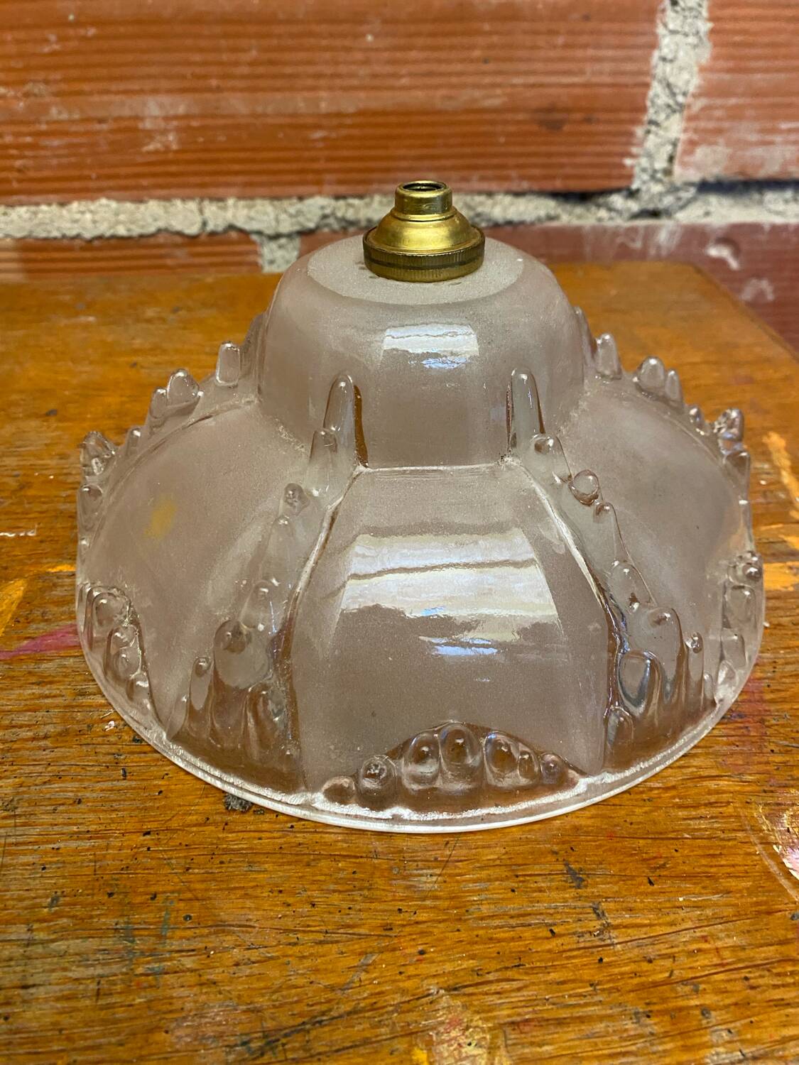 Antique Pendant Light Globe Molded Glass Art Deco Frosted Vintage