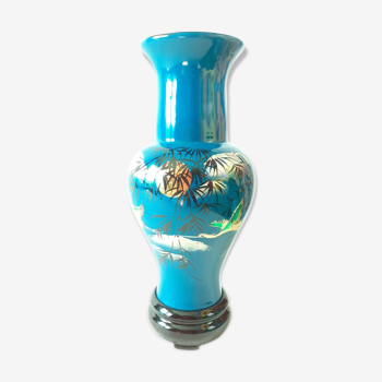 Vase style laque de chine à motifs d'oiseaux - parfait état