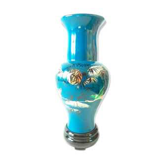 Chinese lacque style vase with bird patterns - perfect condition