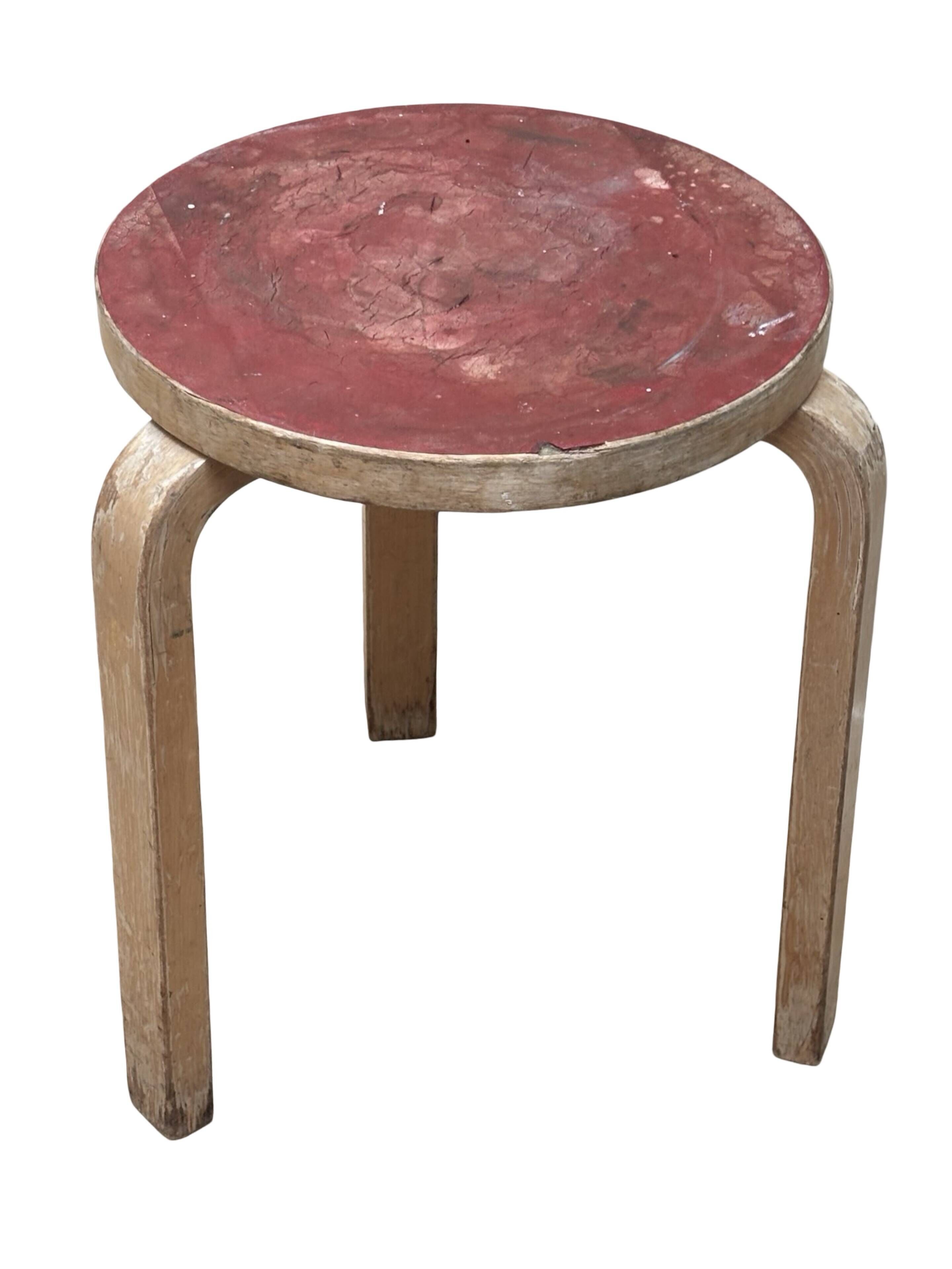 Alvar Aalto Artek Stool 60 Finland 1950s Vintage Birch Original Patina