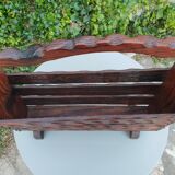 Brutalist pine magazine holder 1970