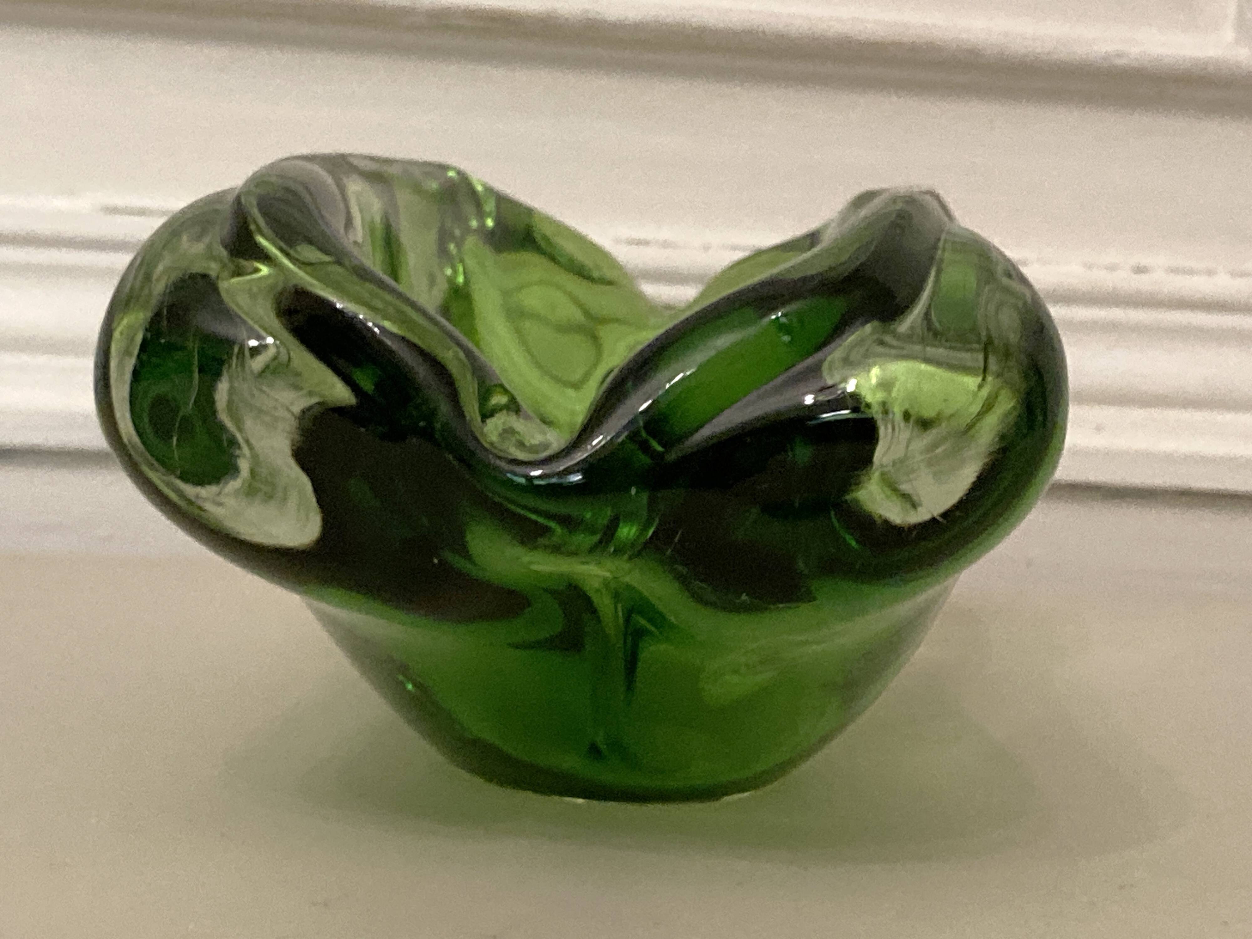 Murano iridescent green pocket tray