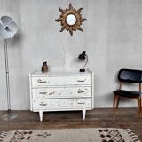 White patinated chest of drawers vintage feet compass