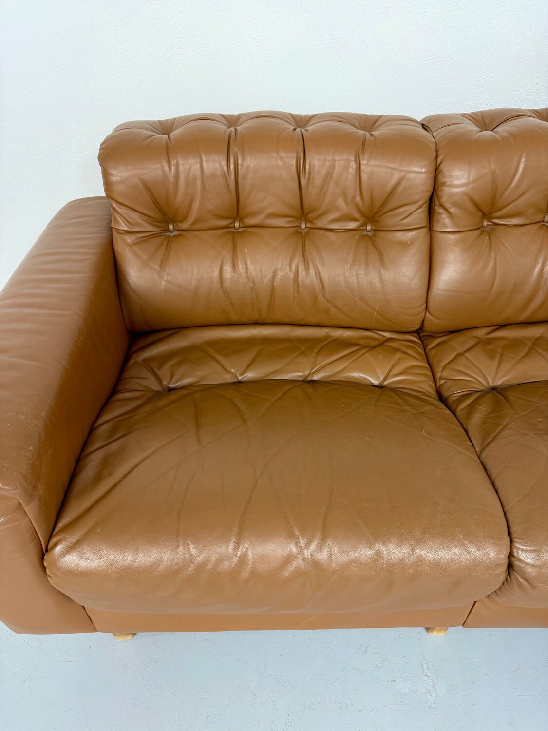 Vintage 1970s De Sede DS-40 camel leather 3-seater sofa