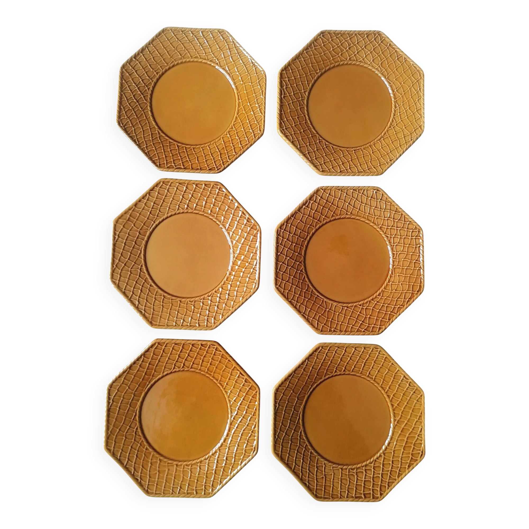6 dessert plates Bordallo Pinheiro barbotine