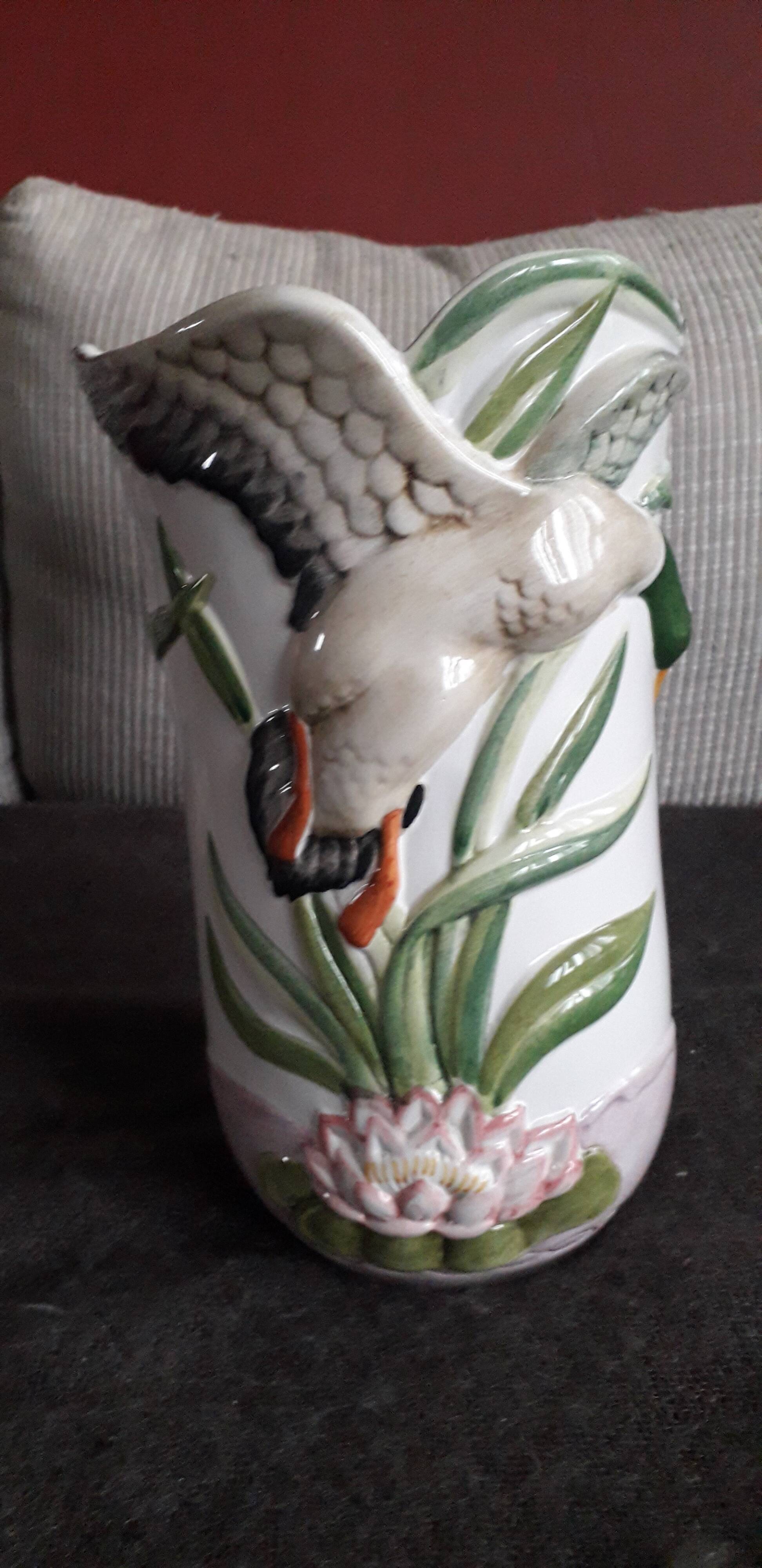 Large, very original vintage vase in slip