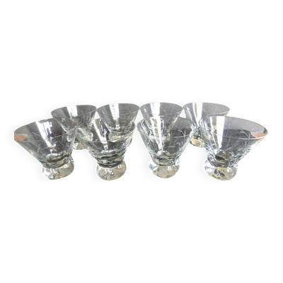 8 verres  cristal digestifs motif épis de blé