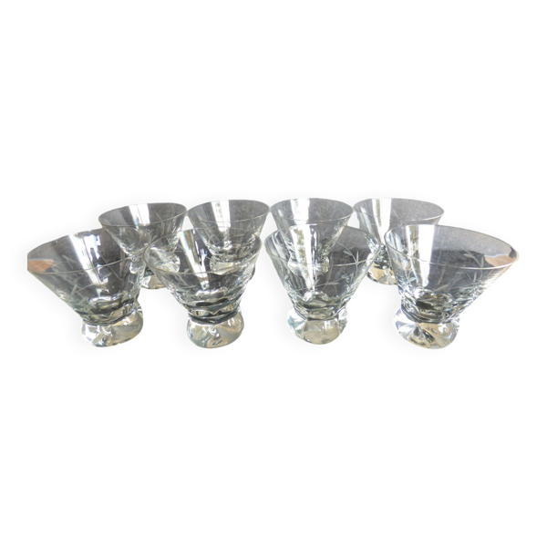 8 verres  cristal digestifs motif épis de blé