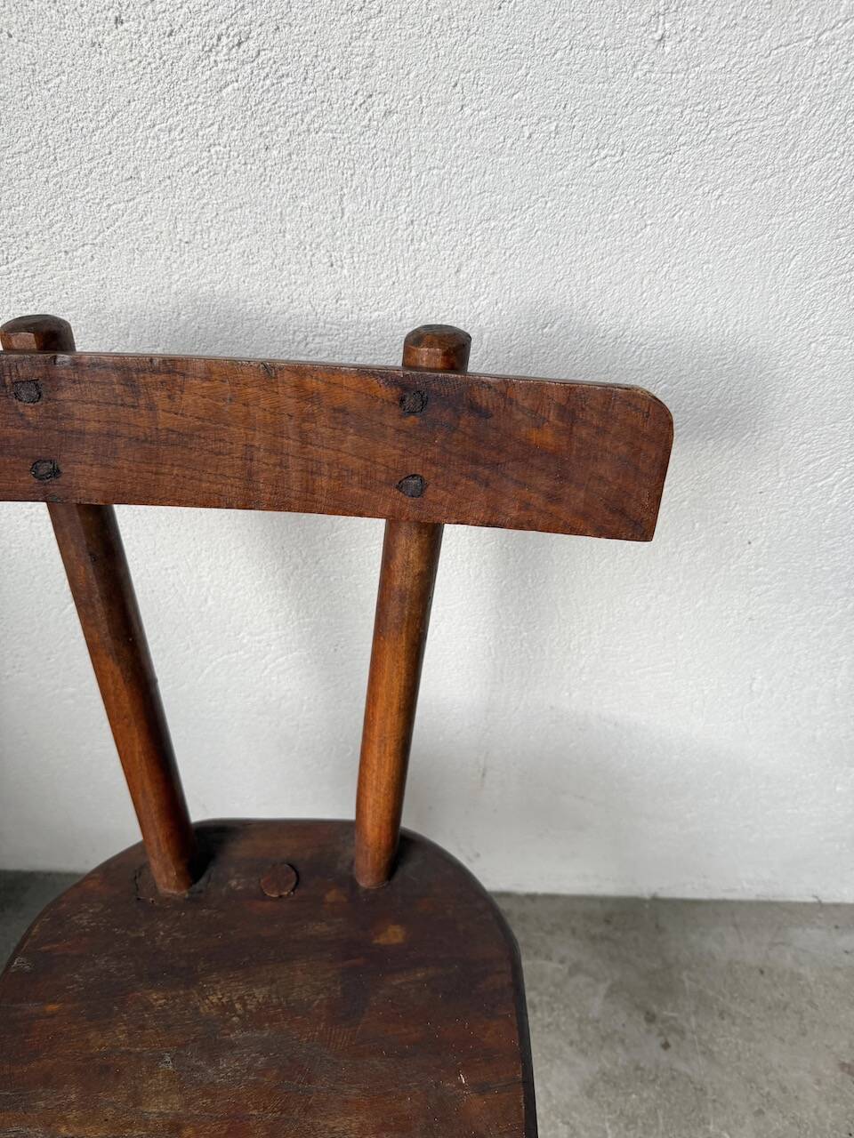 Pair of Savoyard tripod chairs, folk art, oak.