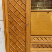Wardrobe, desk, wooden and rattan chest of drawers, 1960s.