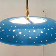 Perforated metal pendant lamp in mid-century style attributed to Ernest Igl for Hillebrand Leuchten, 1960s.