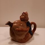 Théière singe en barbotine