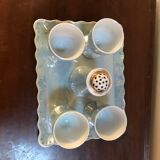 Porcelain egg set 50s shellfish and salt shaker on pearl tray