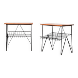 Paire de tables d'appoint en bois et métal