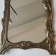 Brass table mirror, art nouveau, lady figurine/foliage, wheat ears