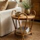 Vintage Sculptural Two-Tier Rattan Side Table with Loop Handles, Japan, 1970s