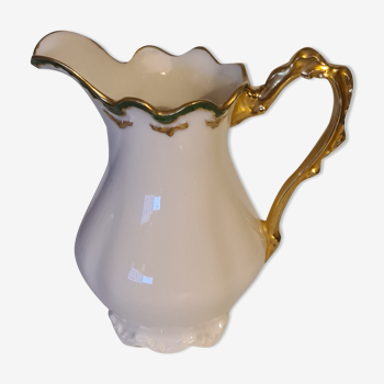 Limoges porcelain milk jug with green edging