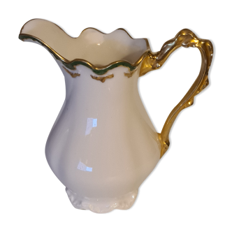 Limoges porcelain milk jug with green edging