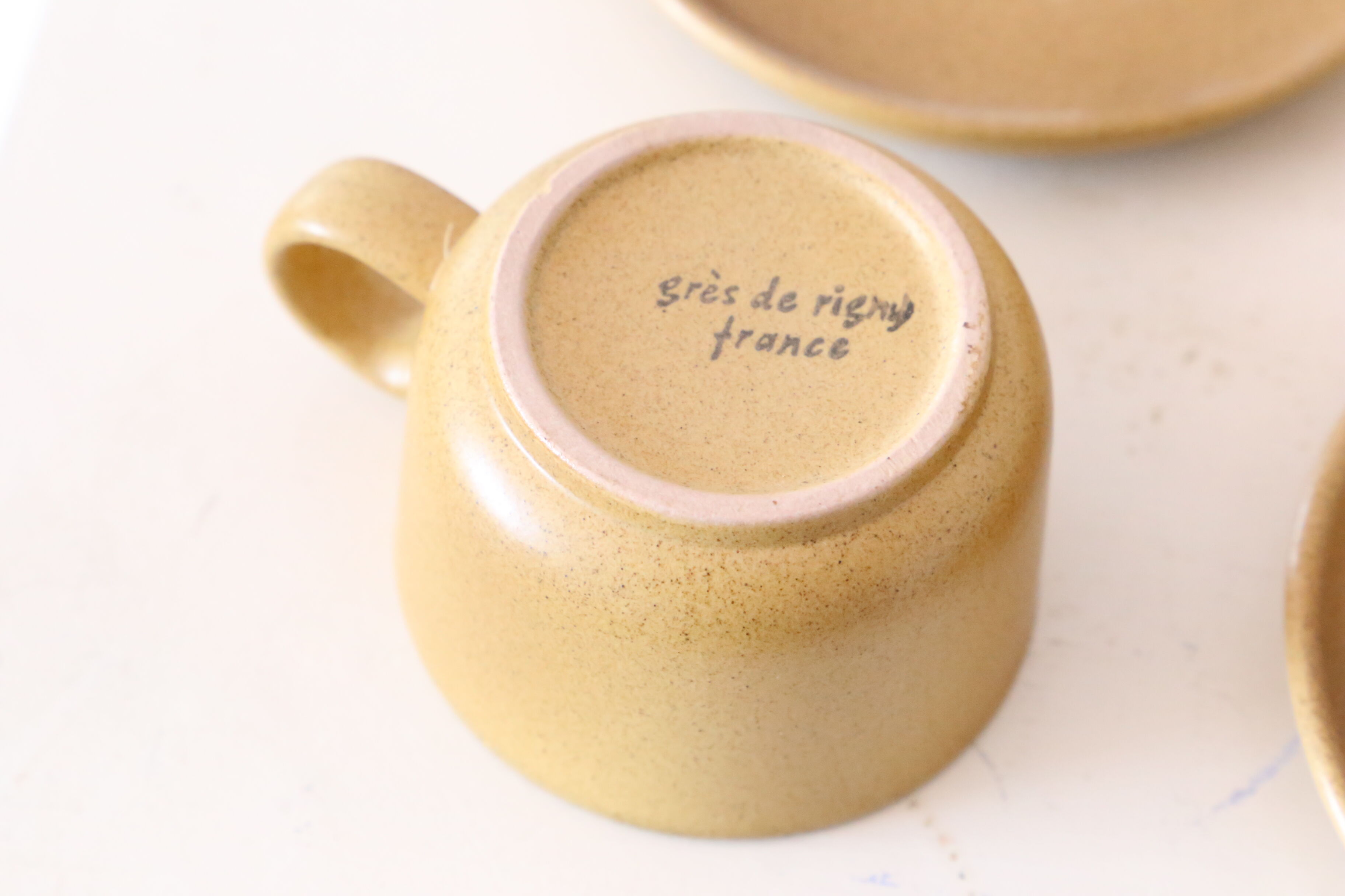 Sandstone cups and cups x6, Rigny sandstone, vintage, 1980