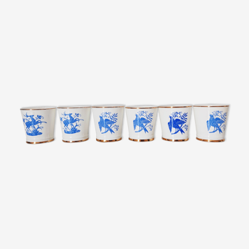 Ensemble de 6 gobelets porcelaine URSS 5,5 cm