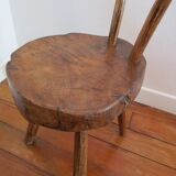 Tripod Chair solid wood folk art brutaliste
