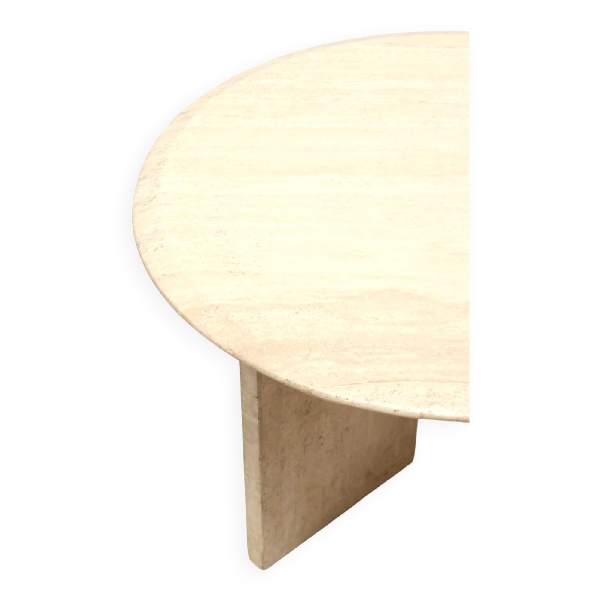 Oval travertine coffee table made in the 1970s