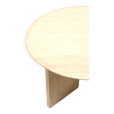 Table basse ovale en travertin fabriquée dans les années 1970