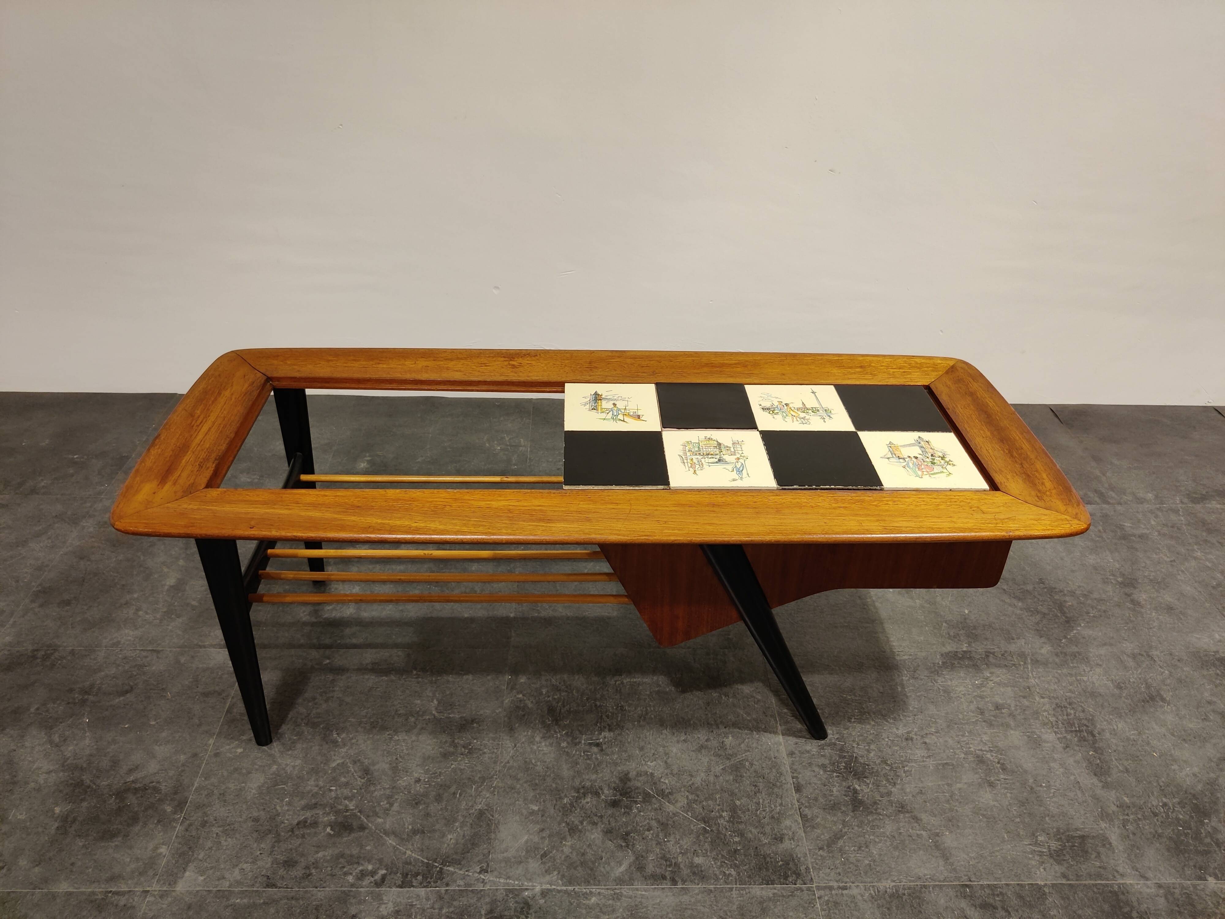 Vintage hidden bar coffee table by Alfred Hendrickx for Belfom, 1950s