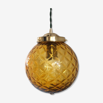 Suspension globe ambré