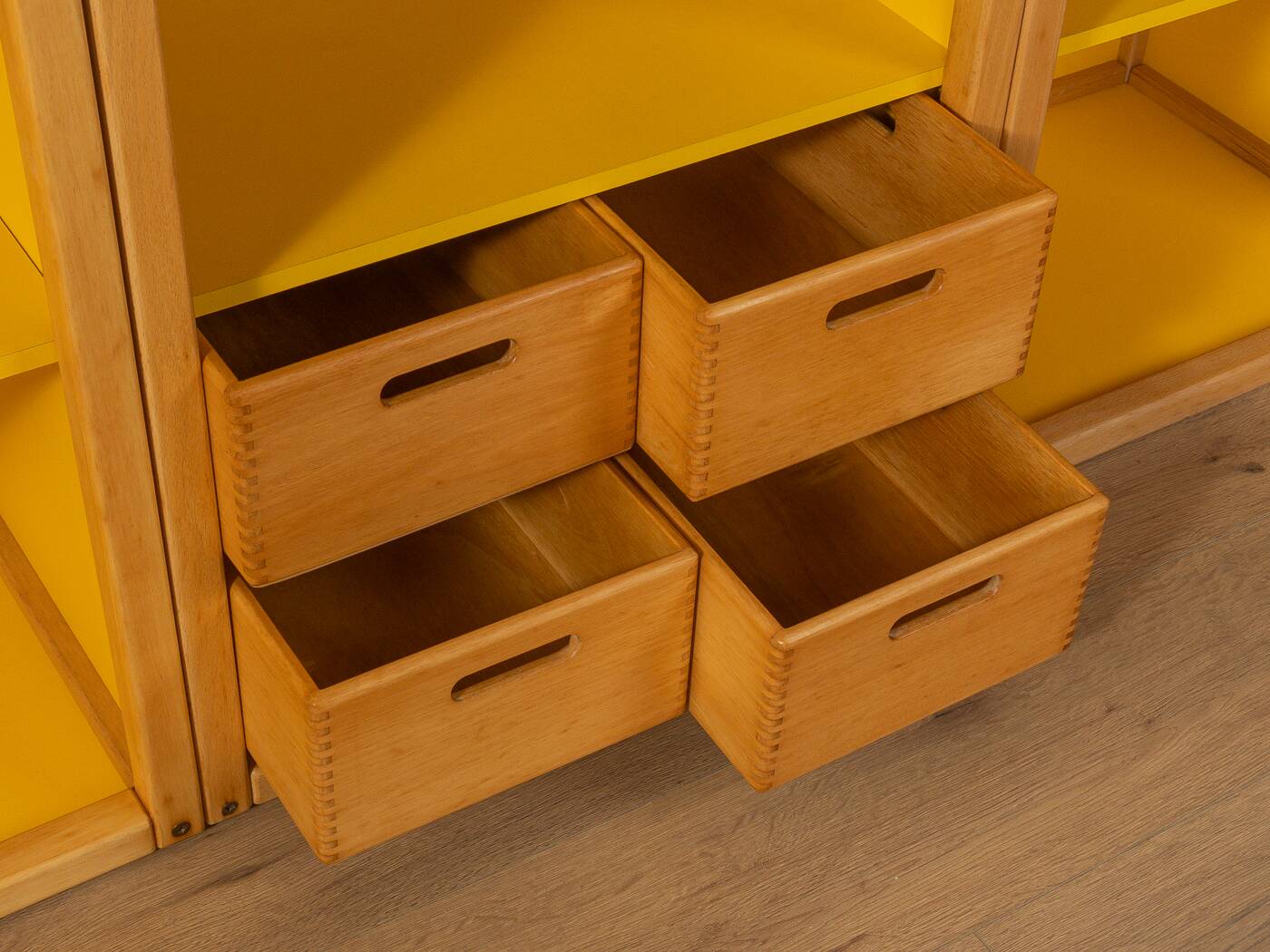Flötotto modular system, 1970s, yellow, beech, four-piece