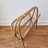 Foldable rattan magazine rack - Vintage