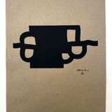 Original screenprint on tobacco paper by Eduardo CHILLIDA, Antzo II, 1985