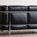 Vintage Cassina LC2 two seater sofa by Charlotte Perriand and Le Corbusier